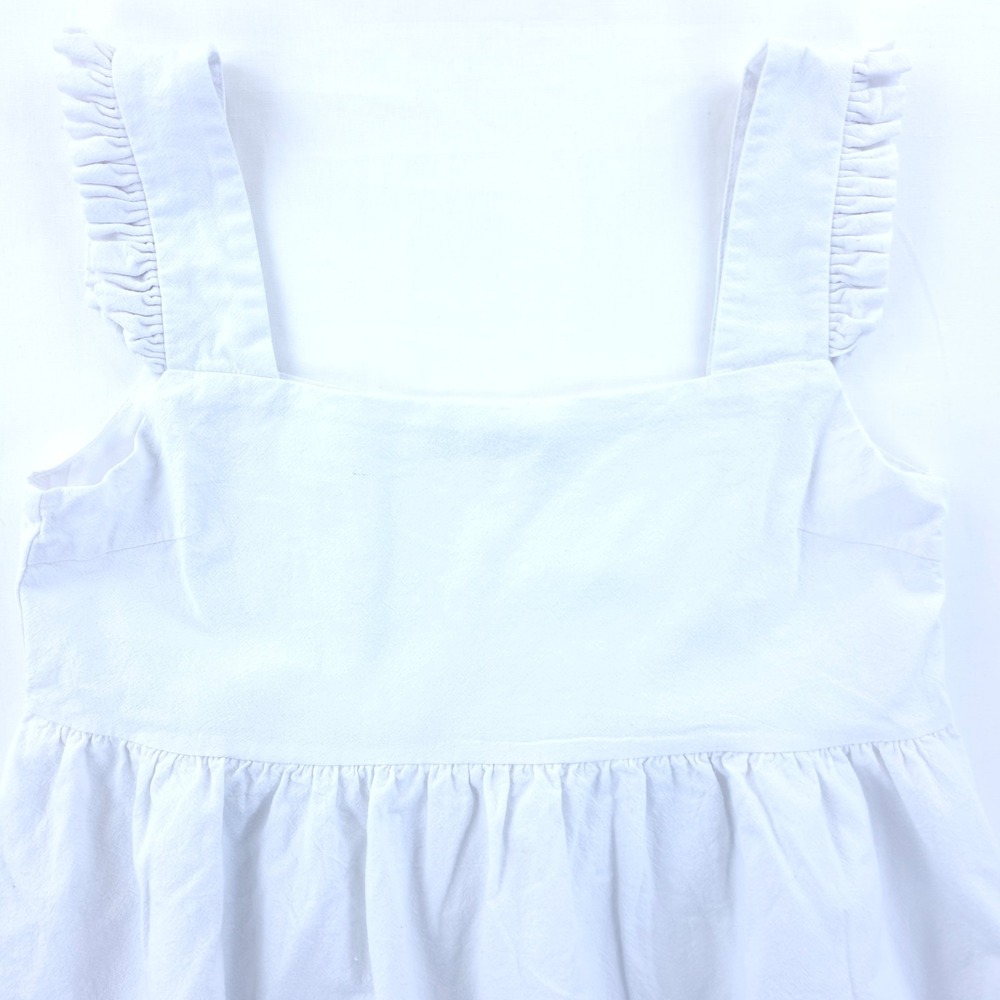 Nasty Gal Women Mini Dress Babydoll Sz 8 White Ruffle Strap Square Neck Sundress - Picture 6 of 9